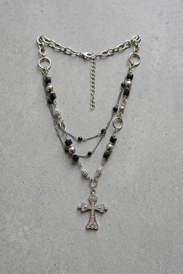 Midnight Coquette Layered Cross